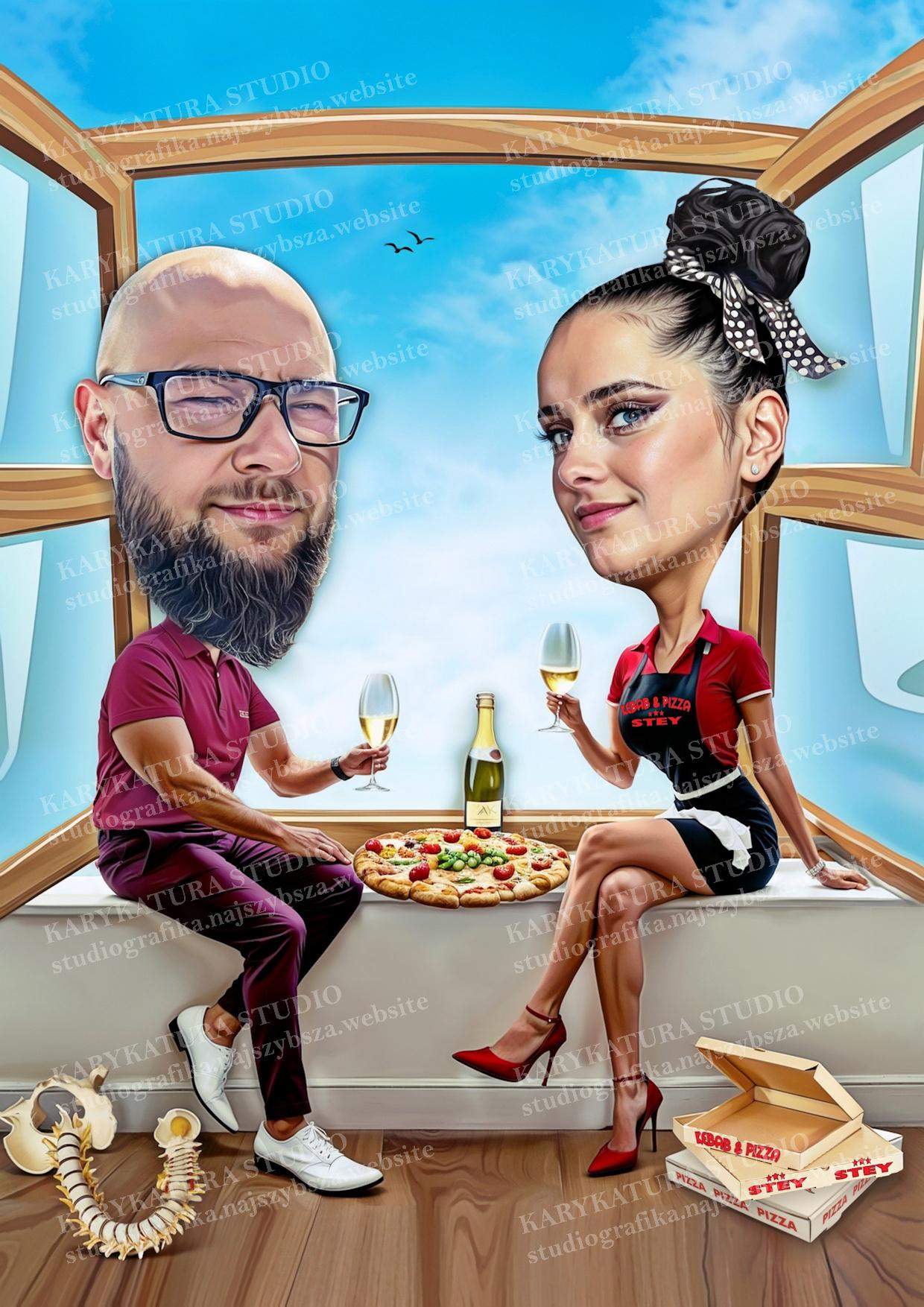 parapetówka karykatura kobieta meżczyzna