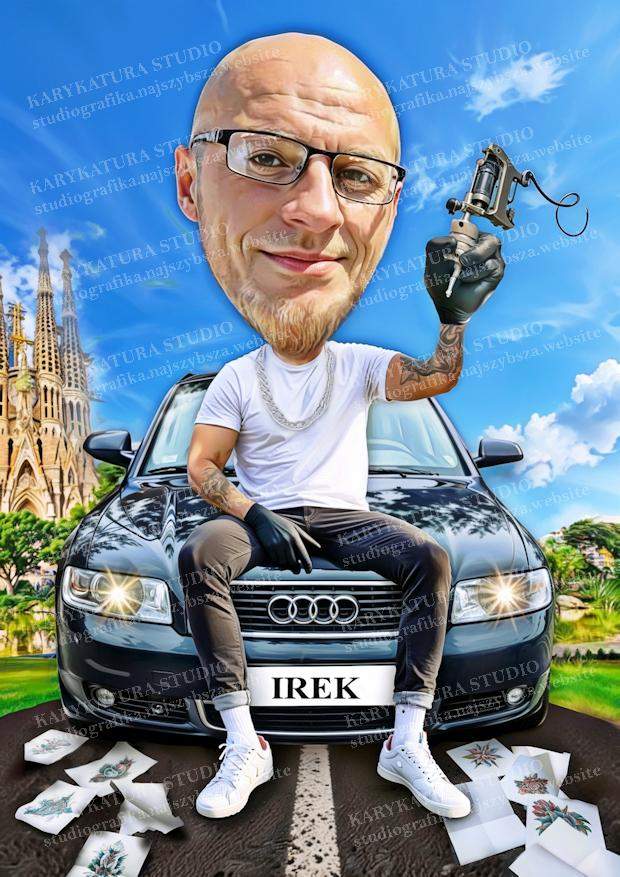 tatuaż karykatura audi irek prezent