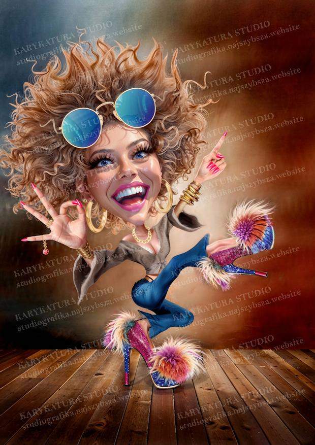  studio, karykatura, kobieta tańczy, marzena perkowska