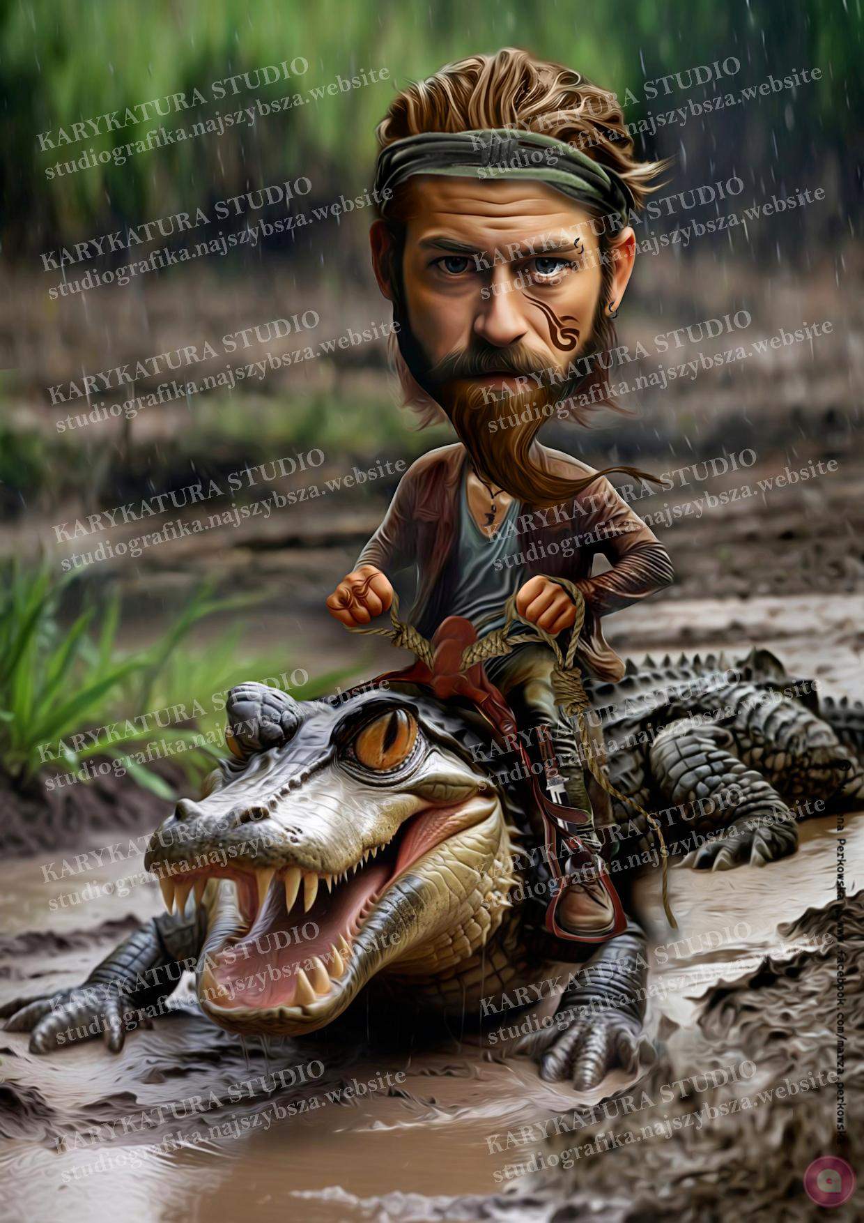 krokodyl wojownik karykatura prezent błoto