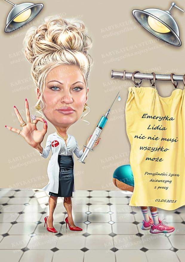 karykatura, pielęgniarka, studio karykatura,marzena perkowska, prezent