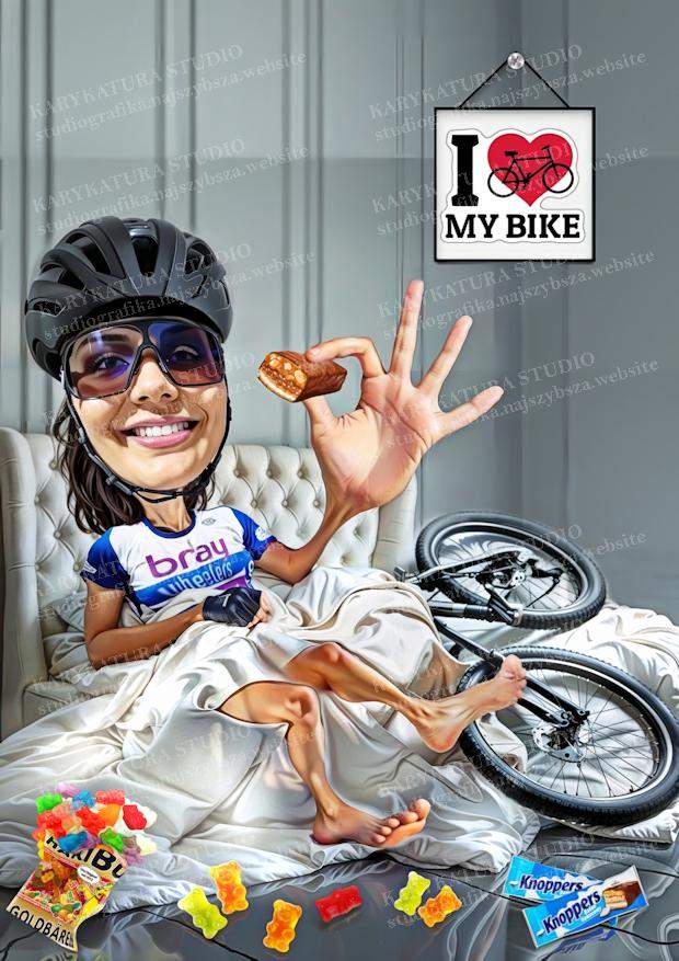 karykatura,rower, bike, gumisie, studio karykatura, marzena perkowska